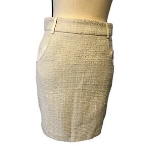 NWT Esley Ivory Tweed Pencil Skirt Size S Lined Zip and Belt Loops